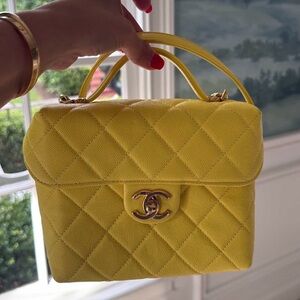 CHANEL Yellow Quilted Mini Bag